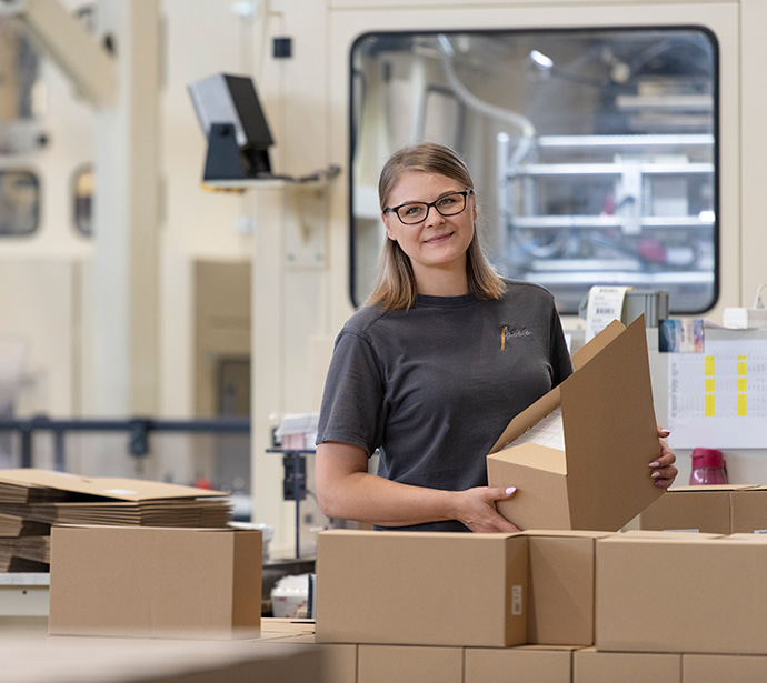 Girl working in a distribution centre