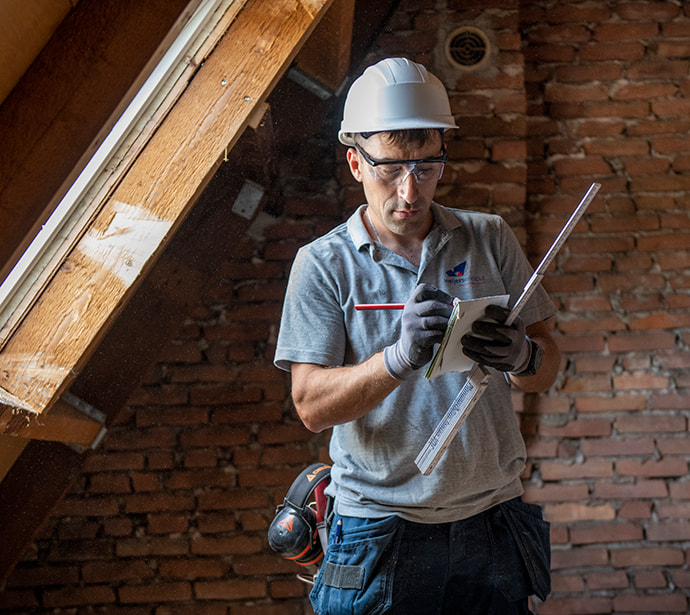 Builder working on a building site